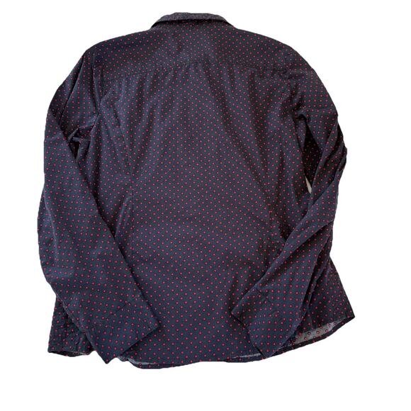 Tommy Hilfiger Women's Blue Polka Dot Roll-Tab Sleeve Button Down Shirt Large - Picture 8 of 11